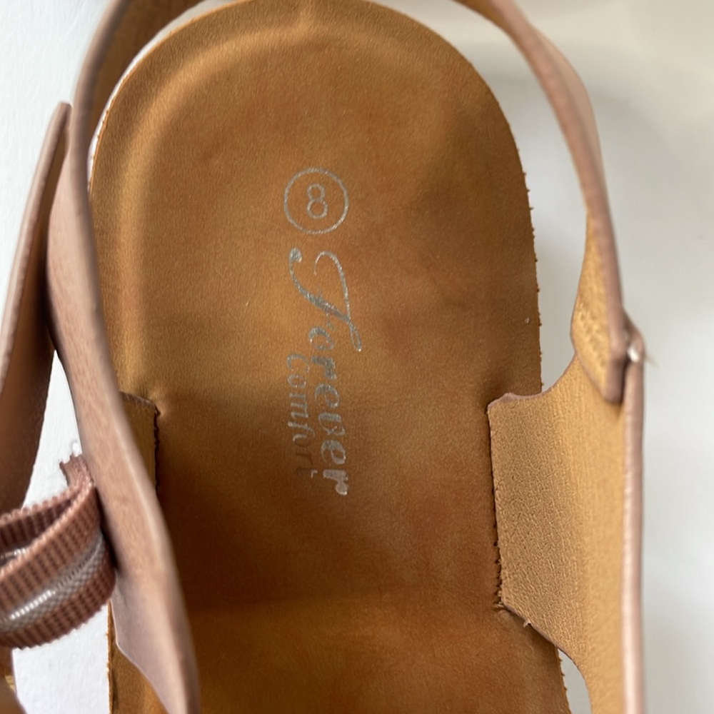 Forever Comfort Women's Size 8 Sandals Tan/pink - Picture 5 of 8